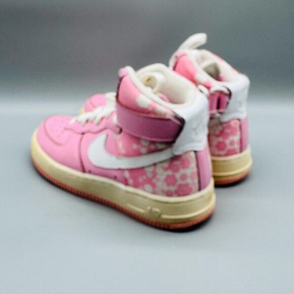 Nike Shoes Womens 6 Pink Air Force 1 High Top Floral Ankle Strap AF1 Sneakers - Picture 6 of 11